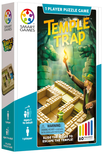 SmartGames Temple Trap Cognitive Skill-Building Travel Game with Portable Case Featuring 60 Challenges for Ages 7 - mature-themed