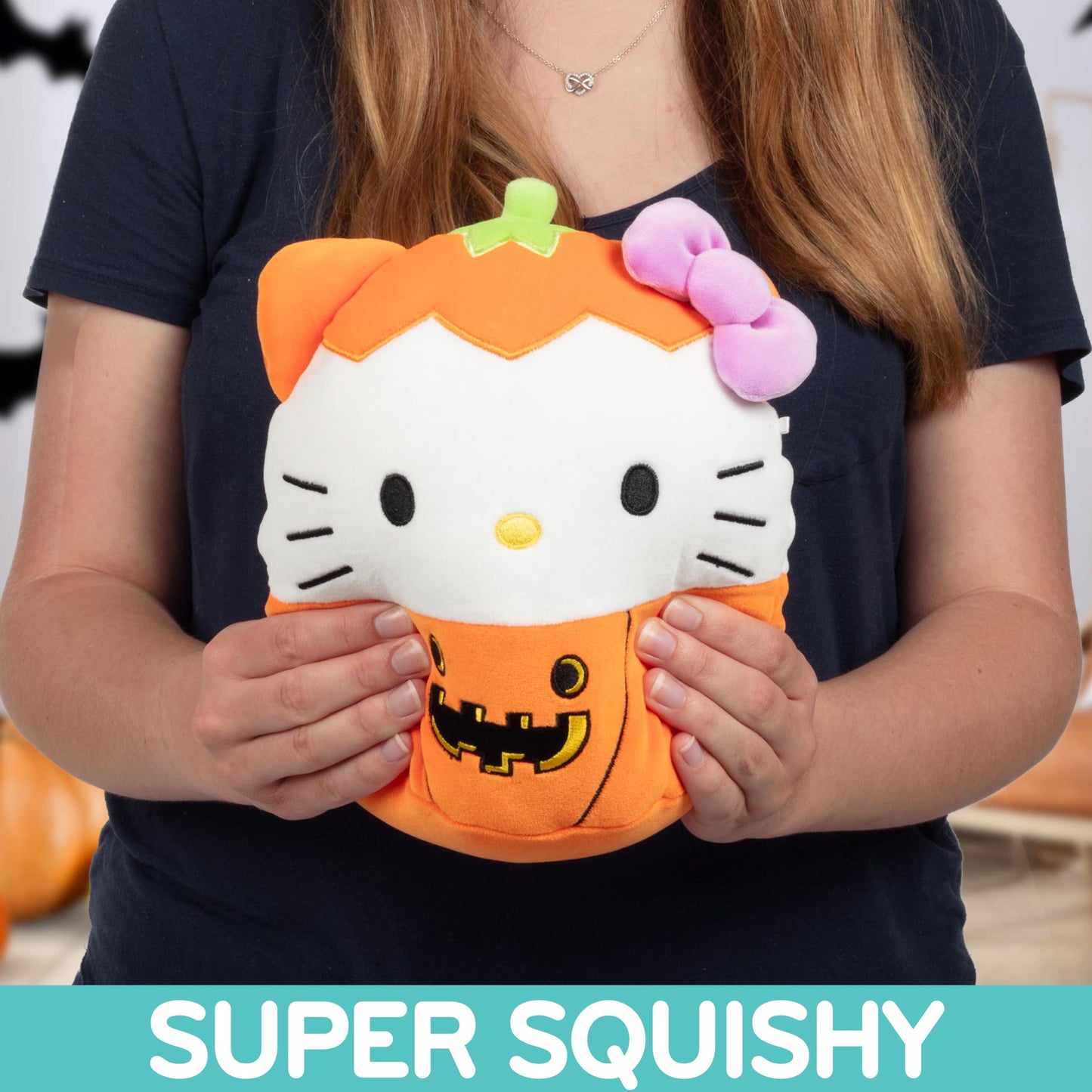 Squishmallows Original 8-Inch Hello Kitty Pumpkin - Official Jazwares Plush - Collectible Soft & Squishy Sanrio Stuffed Animal T