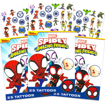 Spidey and His Amazing Friends Tattoos - Bundle with 75 Spidey Tattoos Temporary for Kids Party Favors | Spiderman Temporary Tat