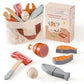 Robotime Wooden Play Food Cutting Meat & Eggs Set, Pretend Play Toy Food For Play Kitchen With Shopping Bag - Kids Kitchen Acces