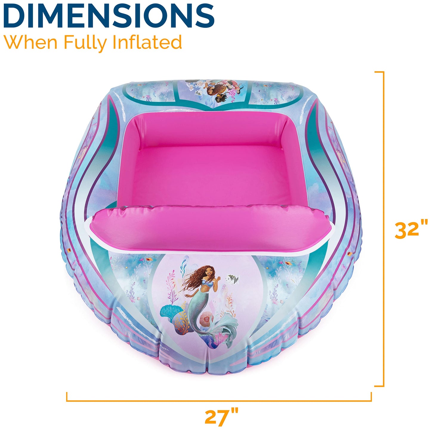 Swimways The Little Mermaid Inflatable Water Boat Vehicle, Inflatable Pool Floats And Kids Pool Toys, Little Mermaid Pool Party