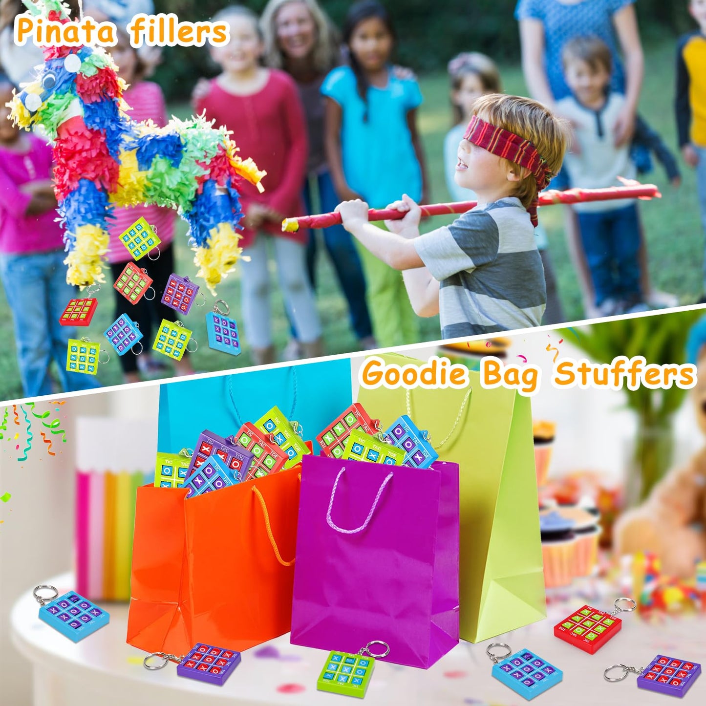 16 Pcs Tic Tac Toe Game Keychain Party Favors For Kids 4-8 8-12 Birthday Goodie Bags Stuffers Treasure Chest Prize Box Toys For Kids Classroom Rewards Return Gift Pinata Fillers Easter Basket Stuffers