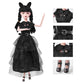 Dbywiub 11.5 Inch Girls Black Dolls, Soft Body & Black Hair, Black High Heels, Black Dress & Accessories