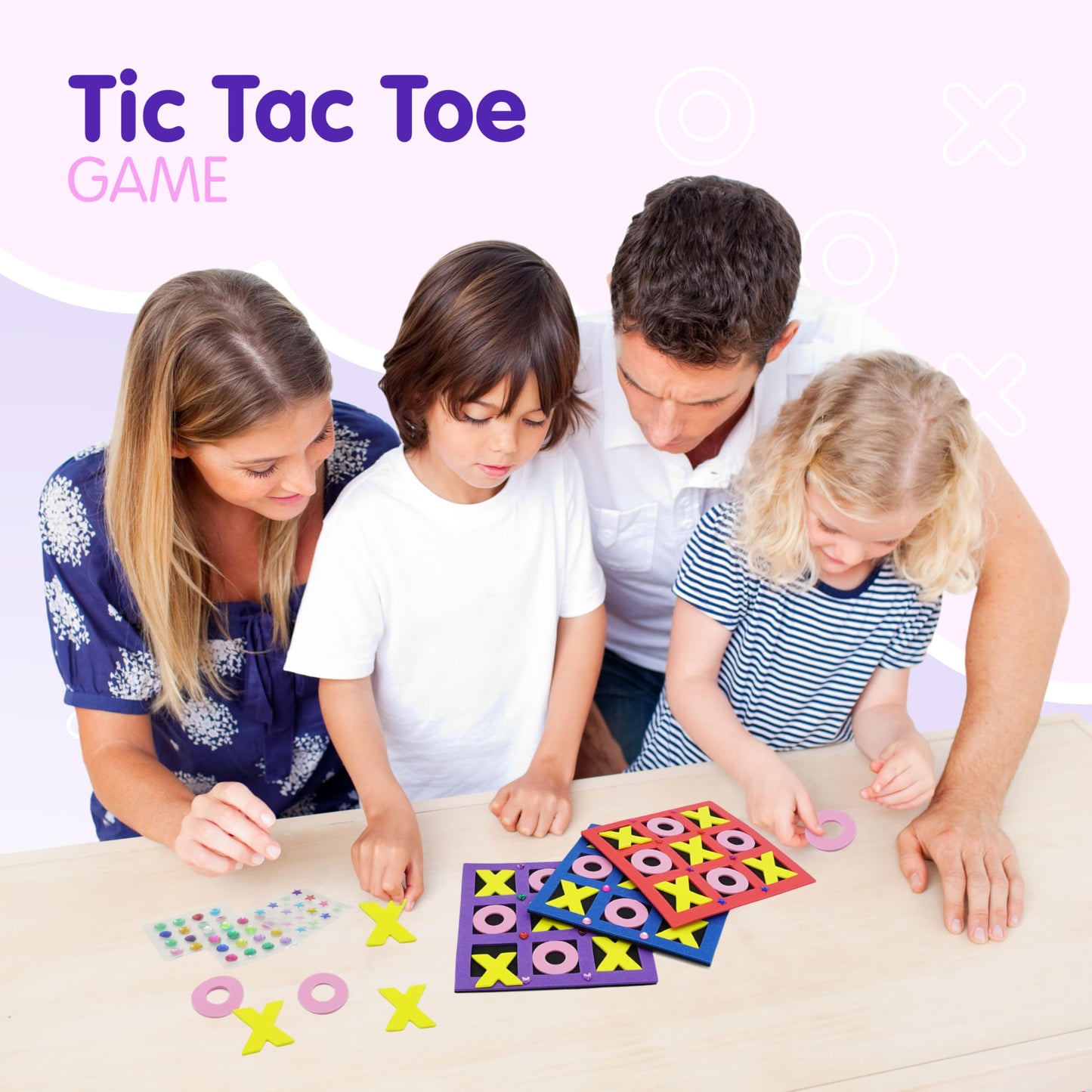 4Es Novelty Foam Tic Tac Toe Game [Bulk 24 Pack] Individually Wrapped Valentines Gifts for Kids Party Favors, Goody Bag Fillers