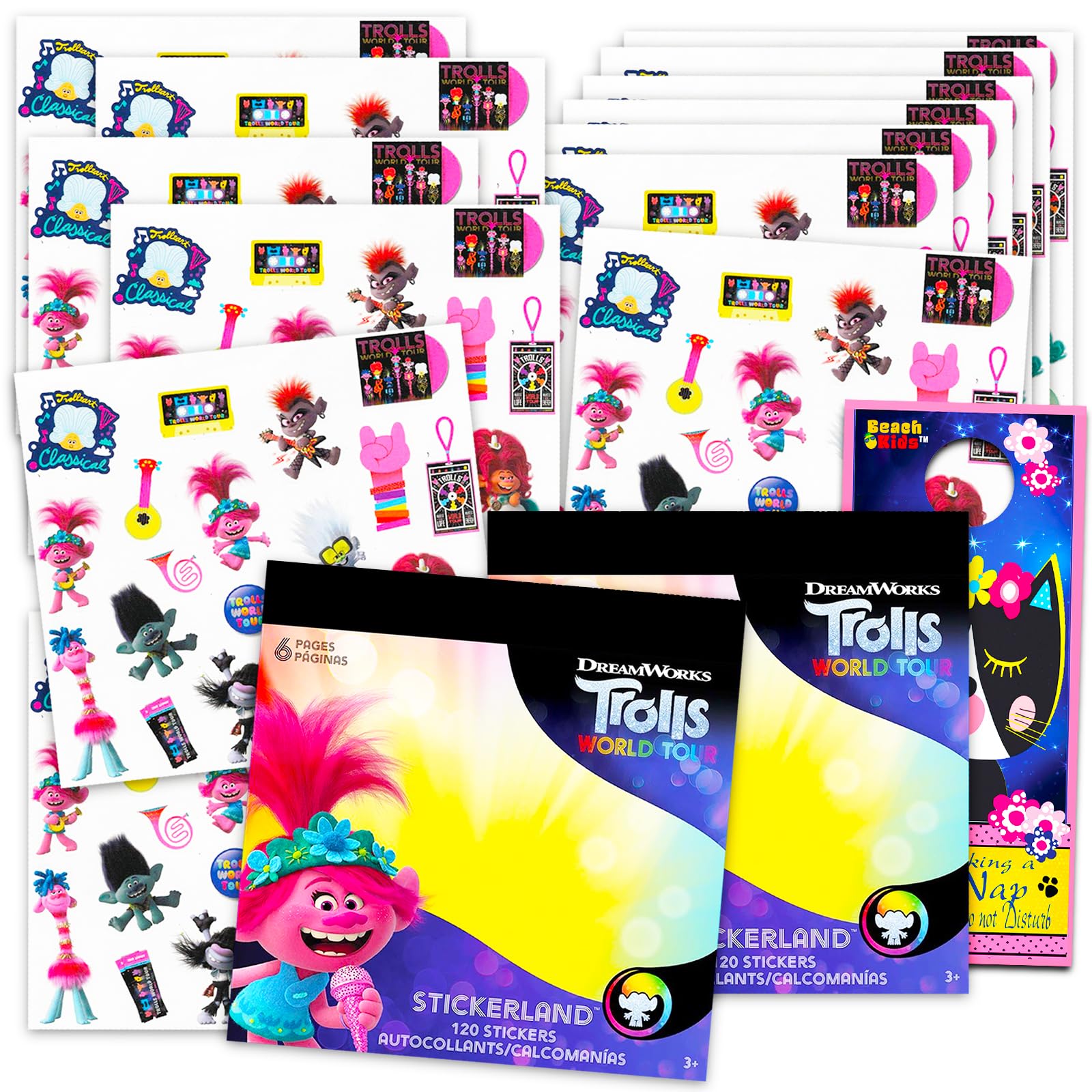 TROLLS Stickers Party Favors - Bundle of 12 Sheets 240+ Stickers – Toytooth