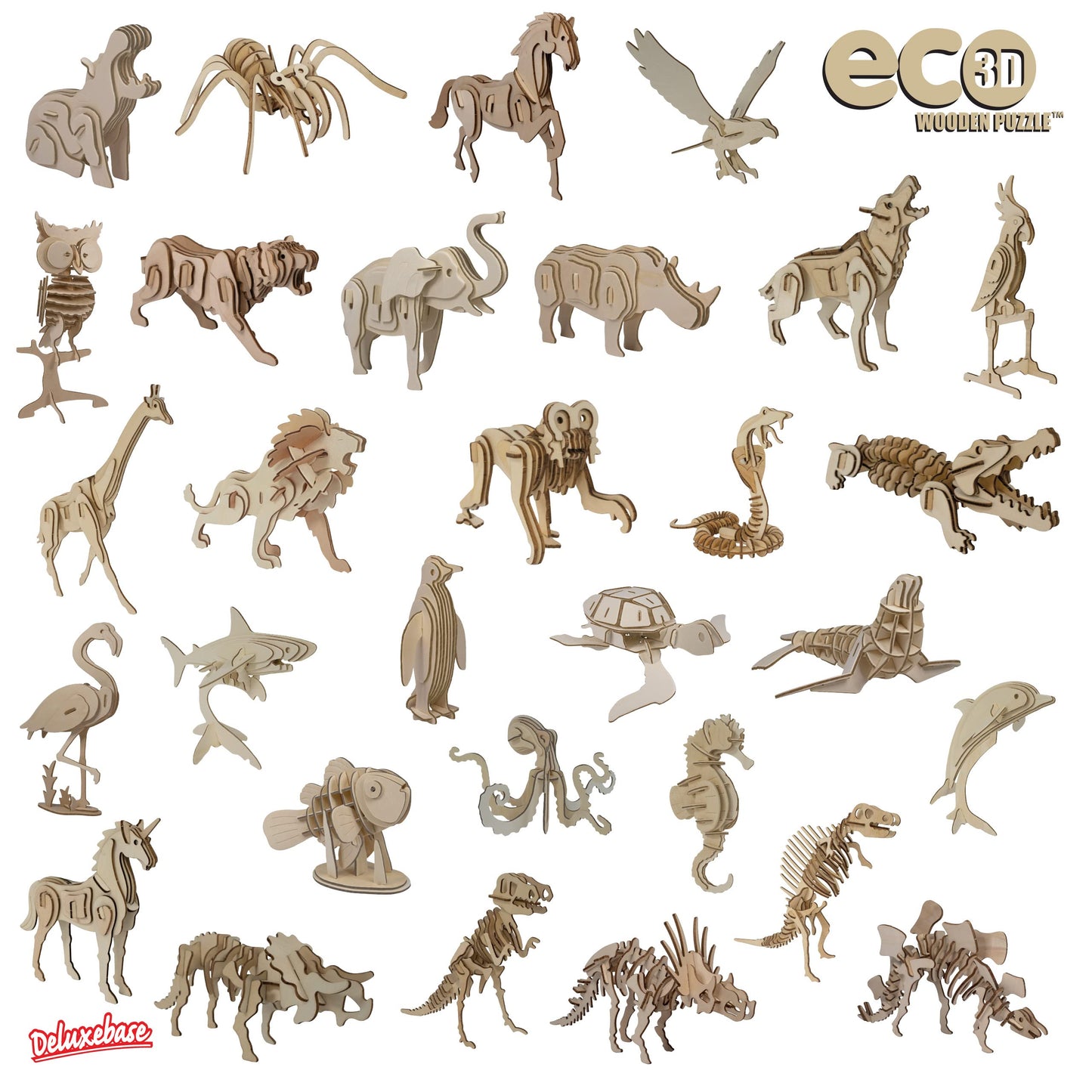 Eco 3D Wooden Puzzle - Horse From Deluxebase. Sustainable Wood Animal Puzzle Craft Set. Model Building Kit For Educational Toys
