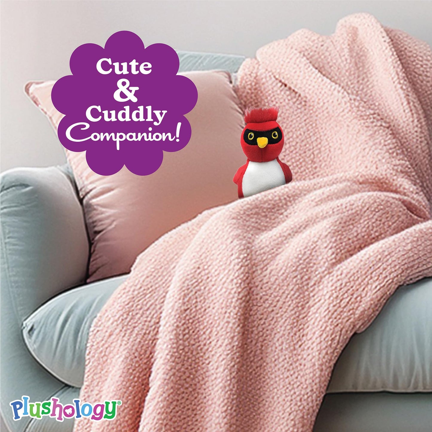 PLUSHOLOGY Squishy Cardinal Plush Toy - Ultra Soft, Child-Safe, 6" Tall, Multicolored, Embroidered Eyes, Model 155906