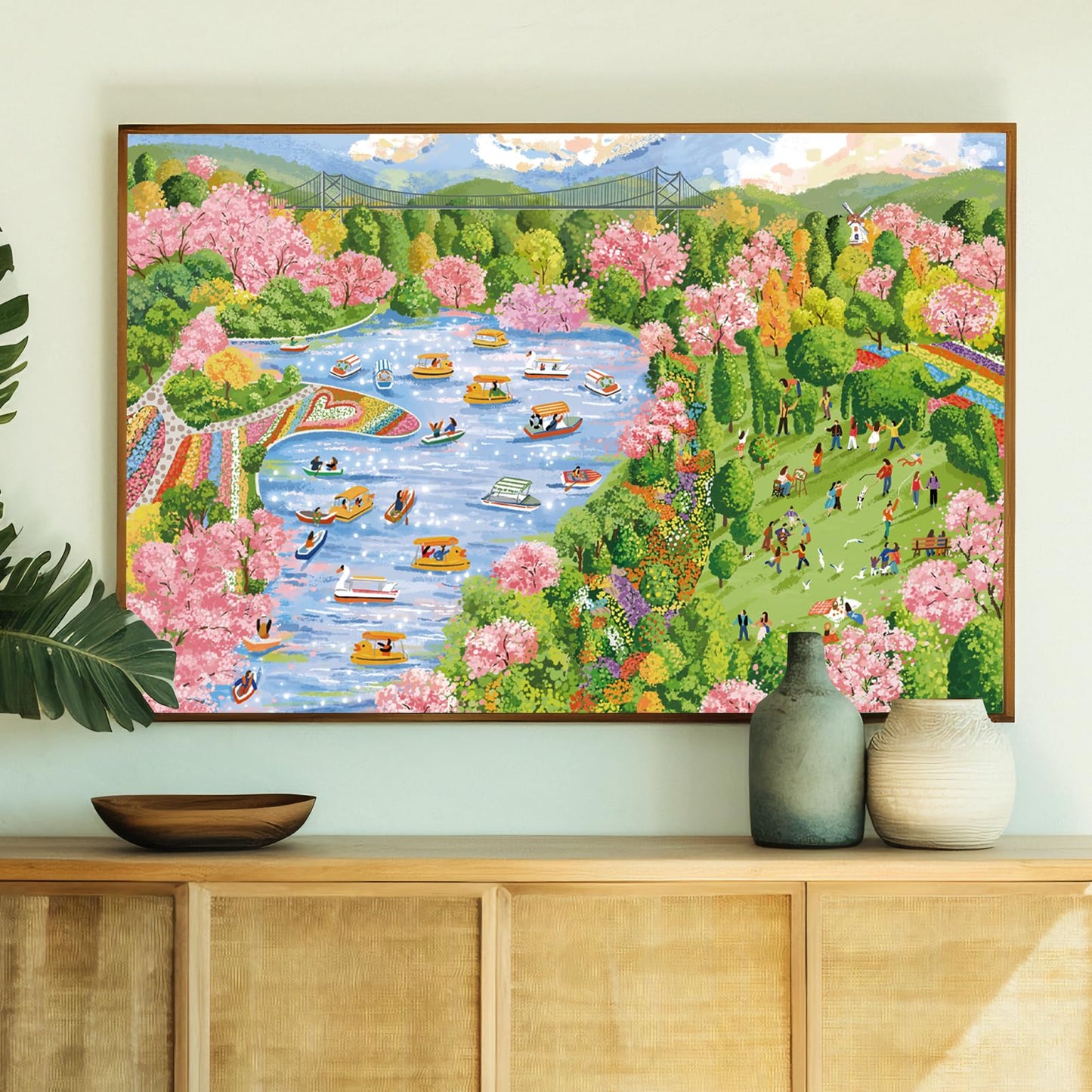 Momibook Puzzles For Adults 1000 Piece Jigsaw Puzzles Of Between Flower Streams, Painting Image Difficult Challenging Hard Impos