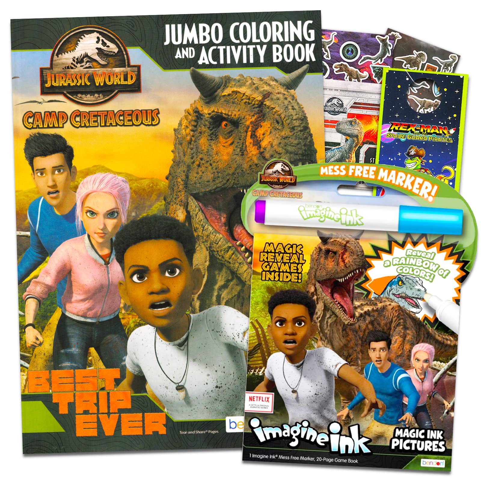 Jurassic World Camp Cretaceous Coloring Book Set with Stickers ~ Bundle with Jurassic World Coloring and Activity Book, Imagine 