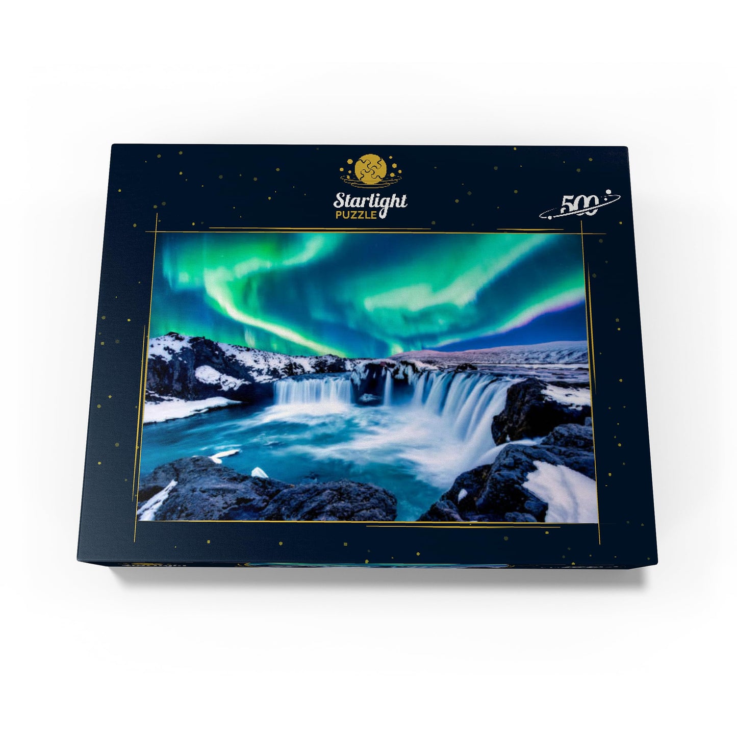 Mypuzzle Northern Lights Over Godafoss Waterfall In Iceland - Premium 500 Piece Jigsaw Puzzle For Adults