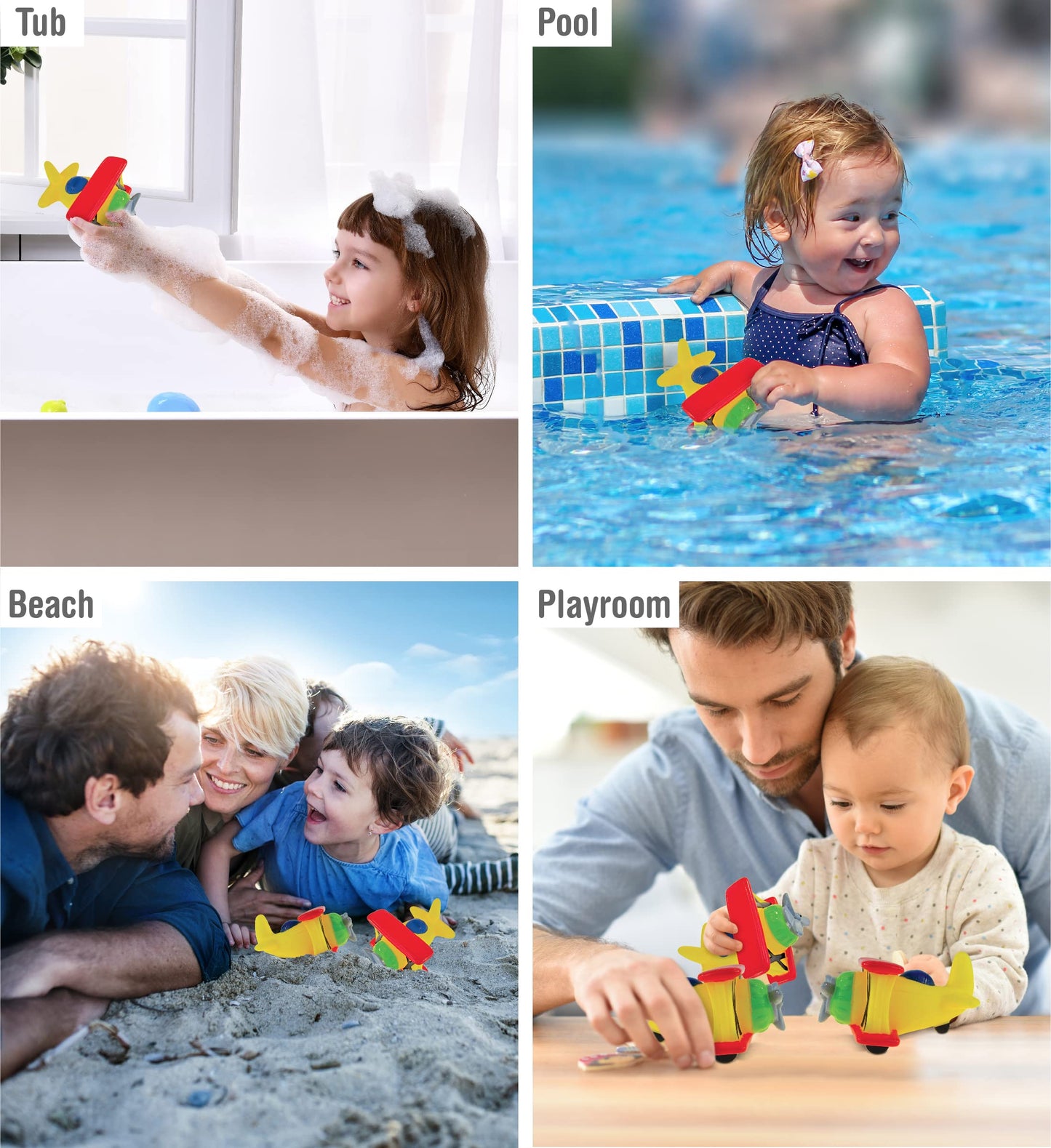 Dollibu Bi Plane Bath Buddy Squirter - Floating Bi-Plane Rubber Bath Toy, Fun Water Squirting Bathtime Play For Toddlers, Cute Airplane Transport Toy For The Bathtub