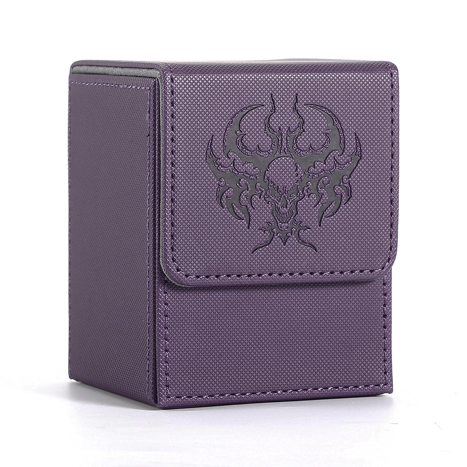 Komick enhanced PU Leather Card Deck Box for Magic The Gathering  Yugioh Deck Box  Holds 100+ Deck Case with 2 Dividers for Collectible Trading Cards Storage Box MTG  TCG  CCG (Purple Orge)