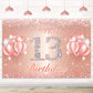 Happy 13Th Birthday Banner Backdrop - 13 Birthday Party Decorations Supplies For Girls Or Boys - Rose Gold 4 X 9Ft