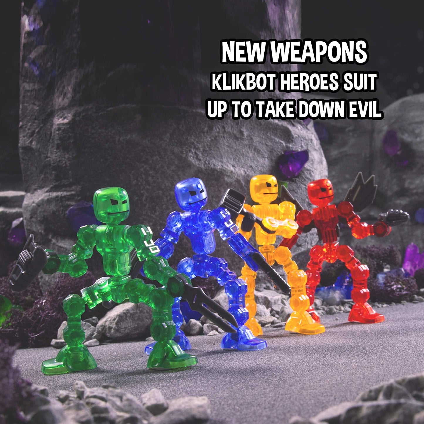 Zing Klikbot  Complete Set of 4 Poseable Action Figures with   Translucent  Create Stop Motion Animation  for Ages 6 and Up (Series 1 Heroes)