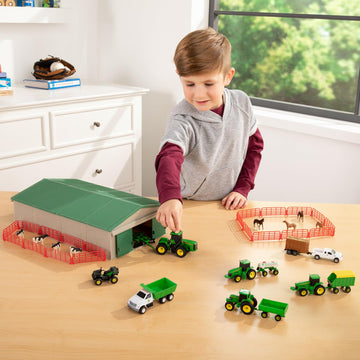 John Deere Die-Cast Farm Toys Playset - 1:64 Scale - Includes Farm Animals, Machine Shed, Toy Tractors, Toy Trucks, And Farm Tools - 70 Count - 8 Years And Up