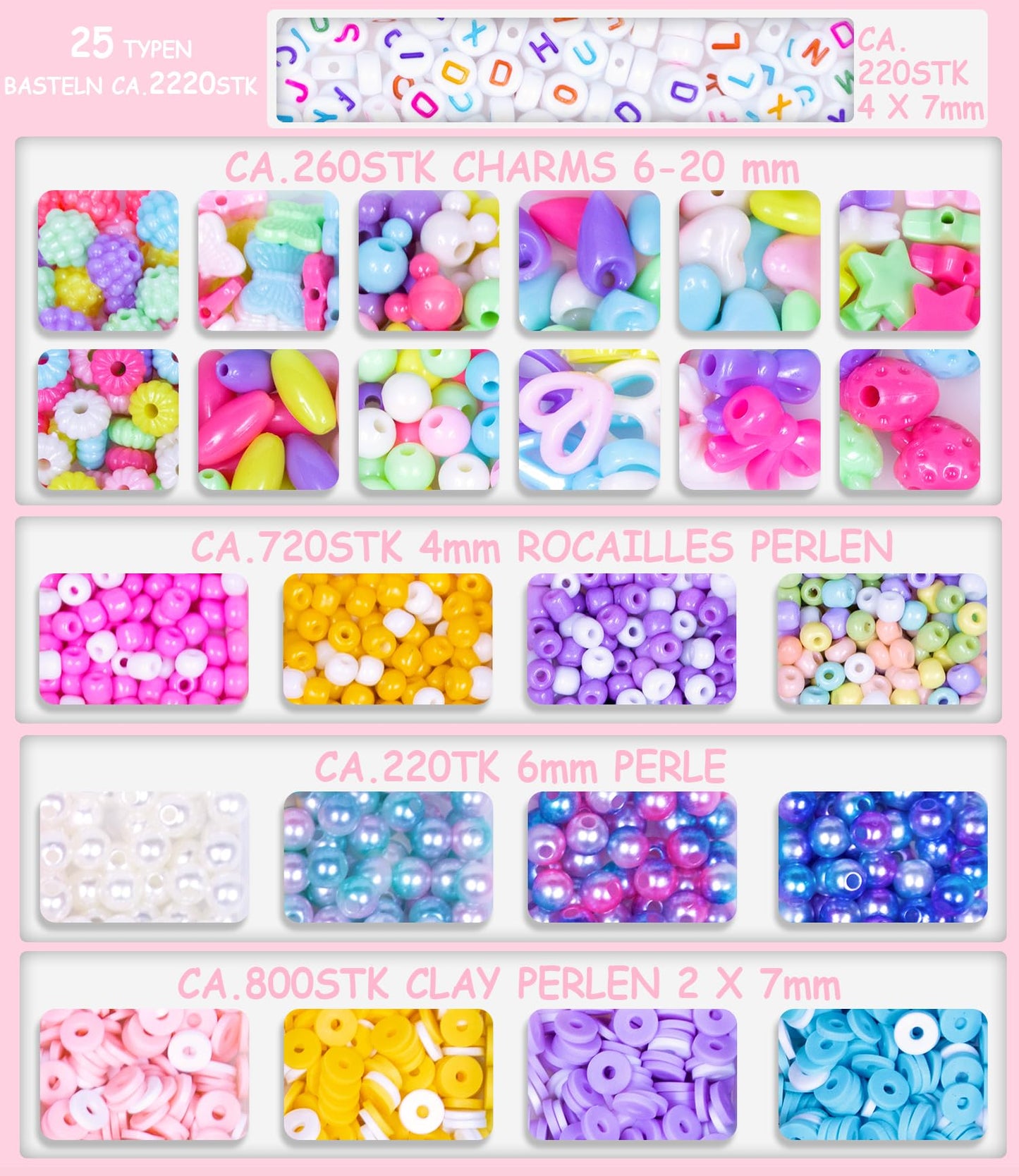 MiuCo Bracelet Making Kit for Girls - Cute Beads for Jewelry Making Kit with Charms - Arts and Crafts for Make Necklaces - Birth