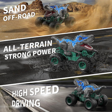 Bennol 2.4GHz Dinosaur Remote Control Car Toys for Kids Boys 4-7 5-7 8-12, RC Dinosaur Car Toys with Light, Sound, Spray, Indoor