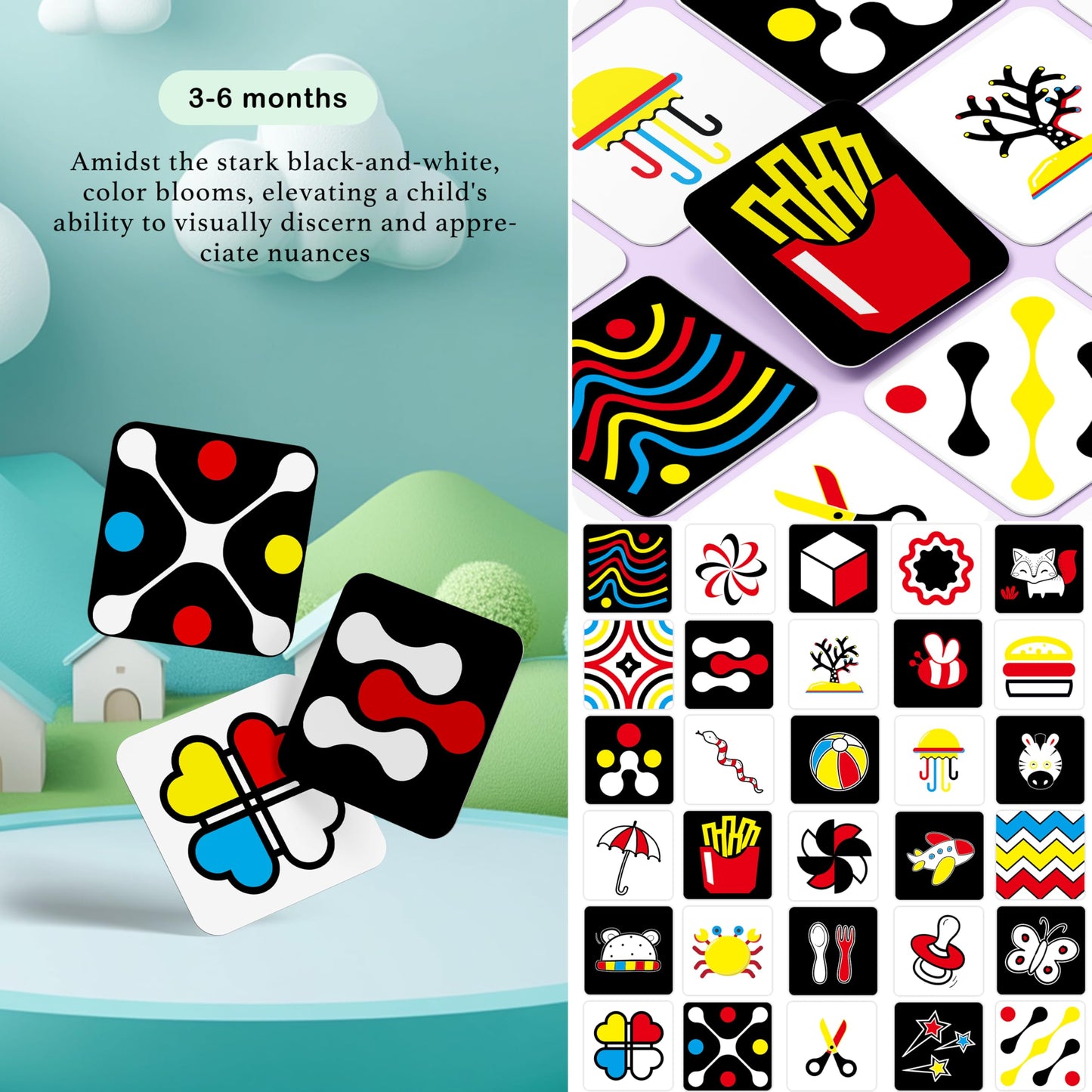 Slapaflife High Contrast Baby Toys For Newborn, 60 Pcs 120 Page High Contrast Baby Cards, Contrast Cards For Infants 0-3-6-12-36