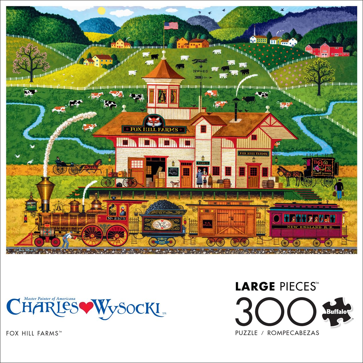 Buffalo Games - Charles Wysocki - Fox Hill Farms - 300 Piece Jigsaw Puzzle For Adults -Challenging Puzzle Perfect For Game Nights - Finished Size Is 21.25 X 15.00