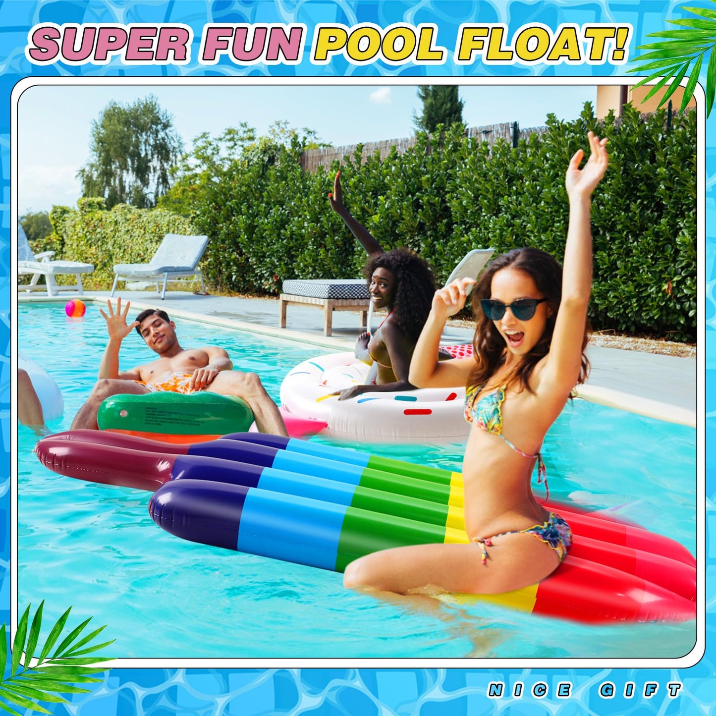 Libima 2 Pcs Giant Pool Floats Large Fruit Food Float Inflatable Pineapple Eggplant Watermelon Ice Lolly Cupcake Pizza Hot Dog R
