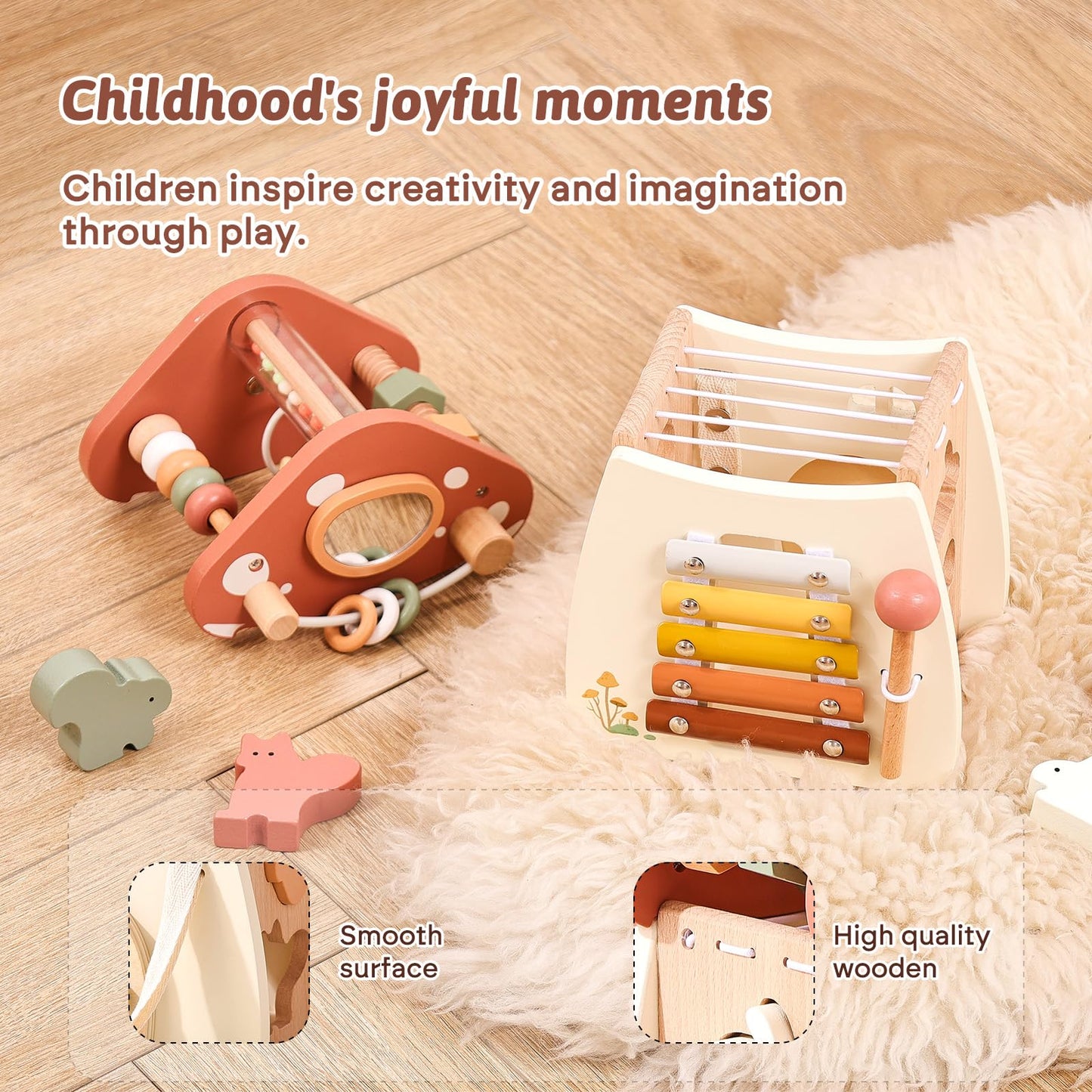 Youuys Wooden Activity Cube - 11-In-1 Montessori Toys For 1+ Year Old Boys & Girls, Multipurpose Educational Sensory Toys For To