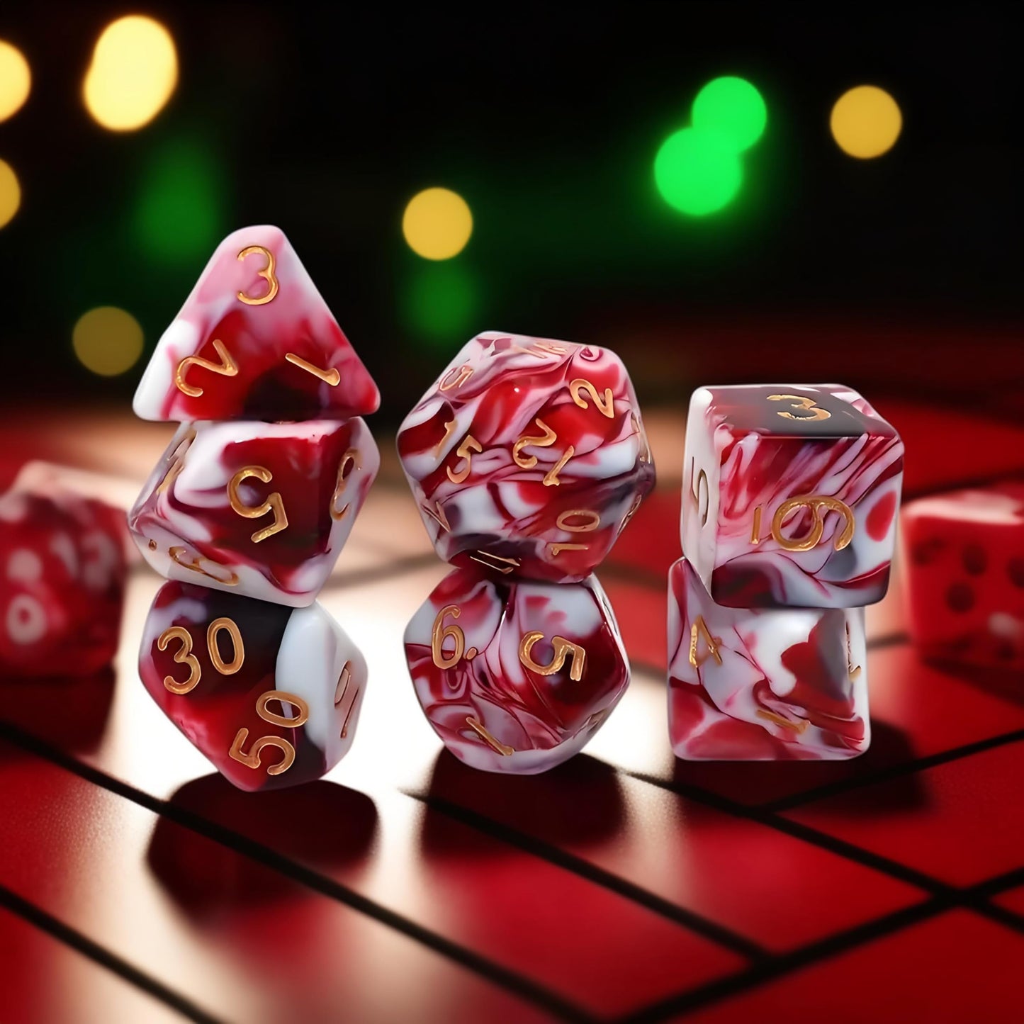 7 Pcs DND Dice Set, AORZOV Polyhedral Dice for Dungeons and Dragons D&D TTRPG MTG Table Role Playing Games(Blood Red Mixed White