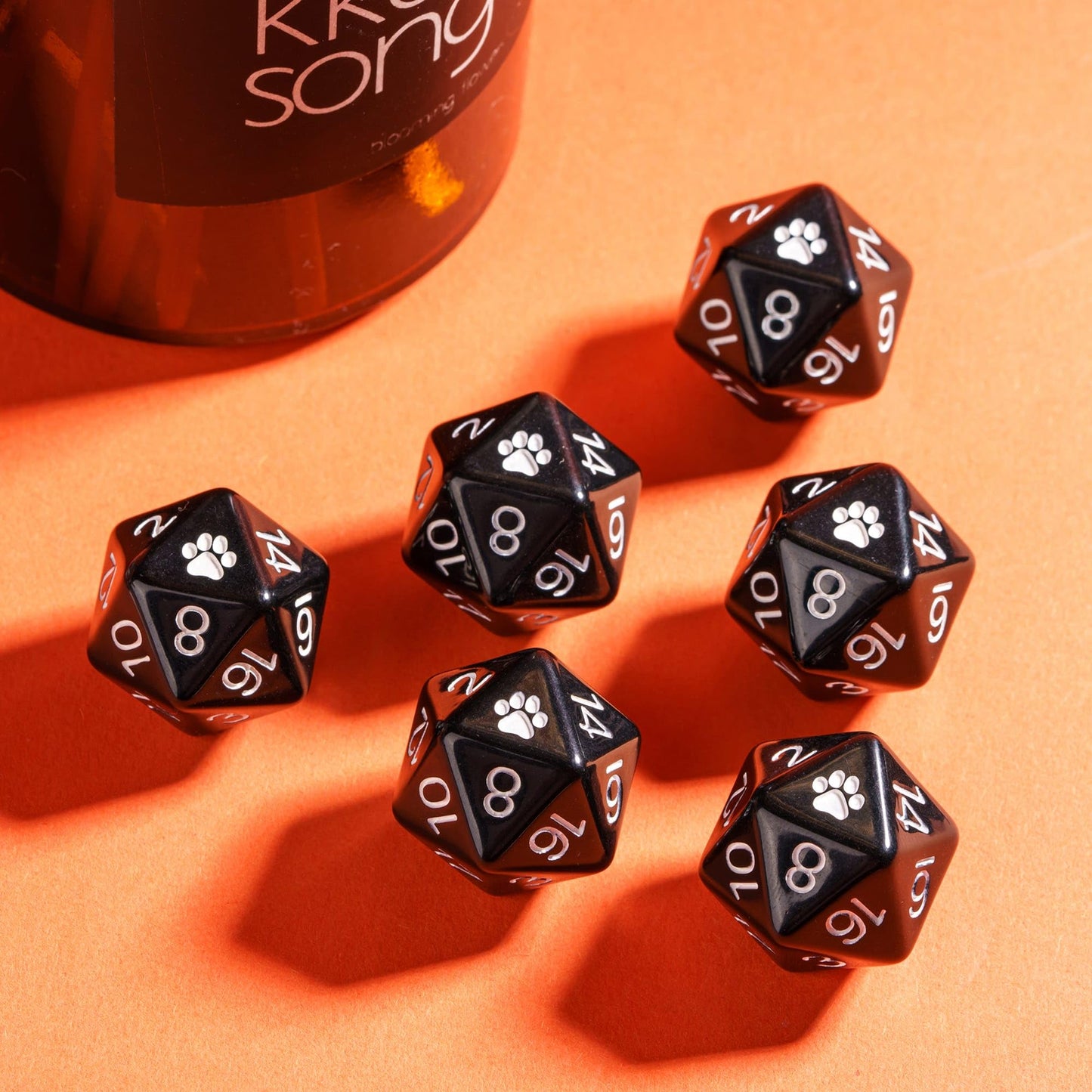 HDdais 10 Pack Black D20 Dice, Set of 10, 20 Sided Dice D20 Polyhedral Dice for DND RPG MTG Tabletop Game