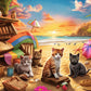 Extra Large Pieces Jigsaw Puzzles For Adults - 100 Piece Puzzles For Kids Ages 8-10 10-12 - Large Piece Puzzles For Seniors - Cats Seaside Sunset