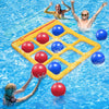 TicTac Shot Pool Toys Games Set- Tic-Tac-Toe Inflatable Pool Toy with 10 Balls - for mature-themeds Teens Kids 2-10 Players