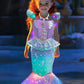 LEDPATY Girls Mermaid Costumes Little Mermaid Dress Glow Princess Dress for Kids with Accesseries Halloween Birthday Party 7-8T