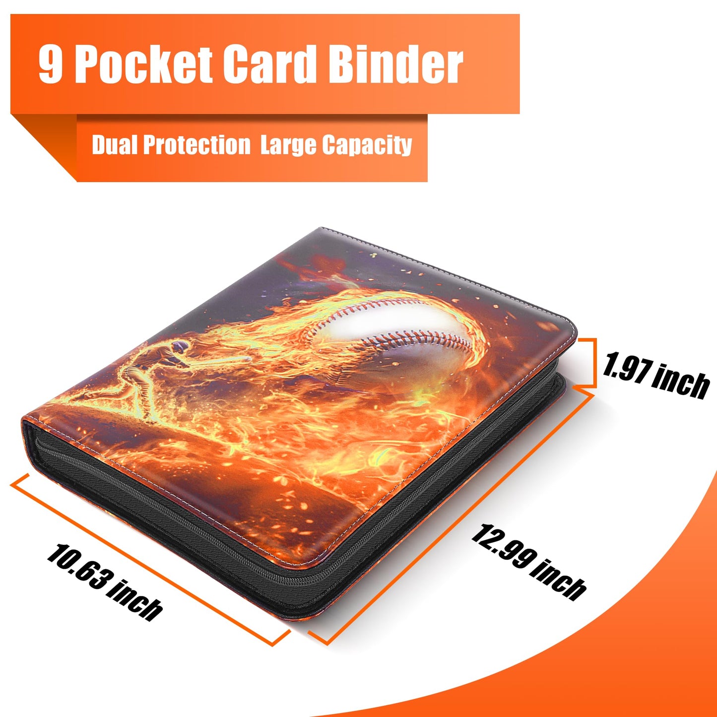Kitoyz Trading Card Binder,900 Pockets Baseball Card Binder Holder For Cards Storage,Double Sided Pocket Pu Card Collection Bind