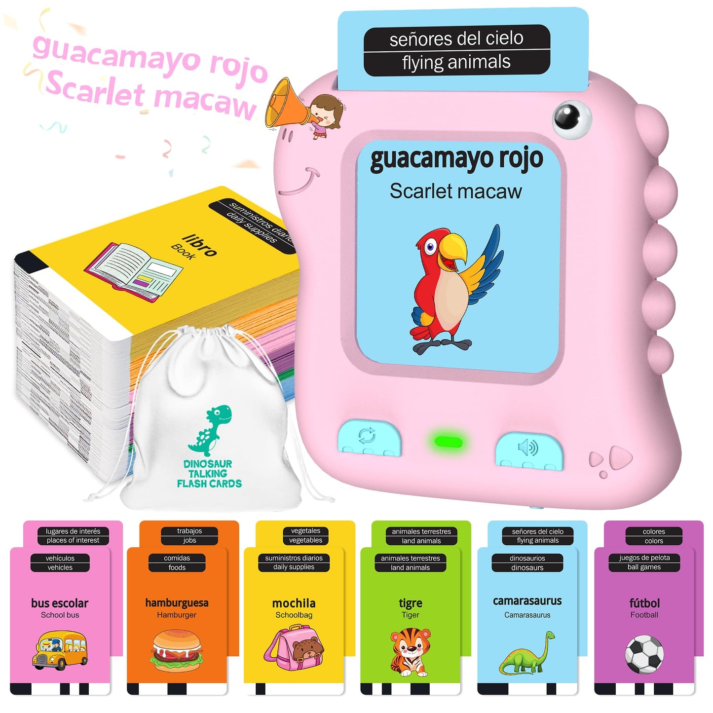 Upgraded Bilingual Pocket Speech, 280 Words Spanish&English Talking Flashcards Toddler Girls Toys Gifts For 2 Year Old Girl Bilingual Toy Spanish Learning Toys For Toddler 1 2 3 4 5