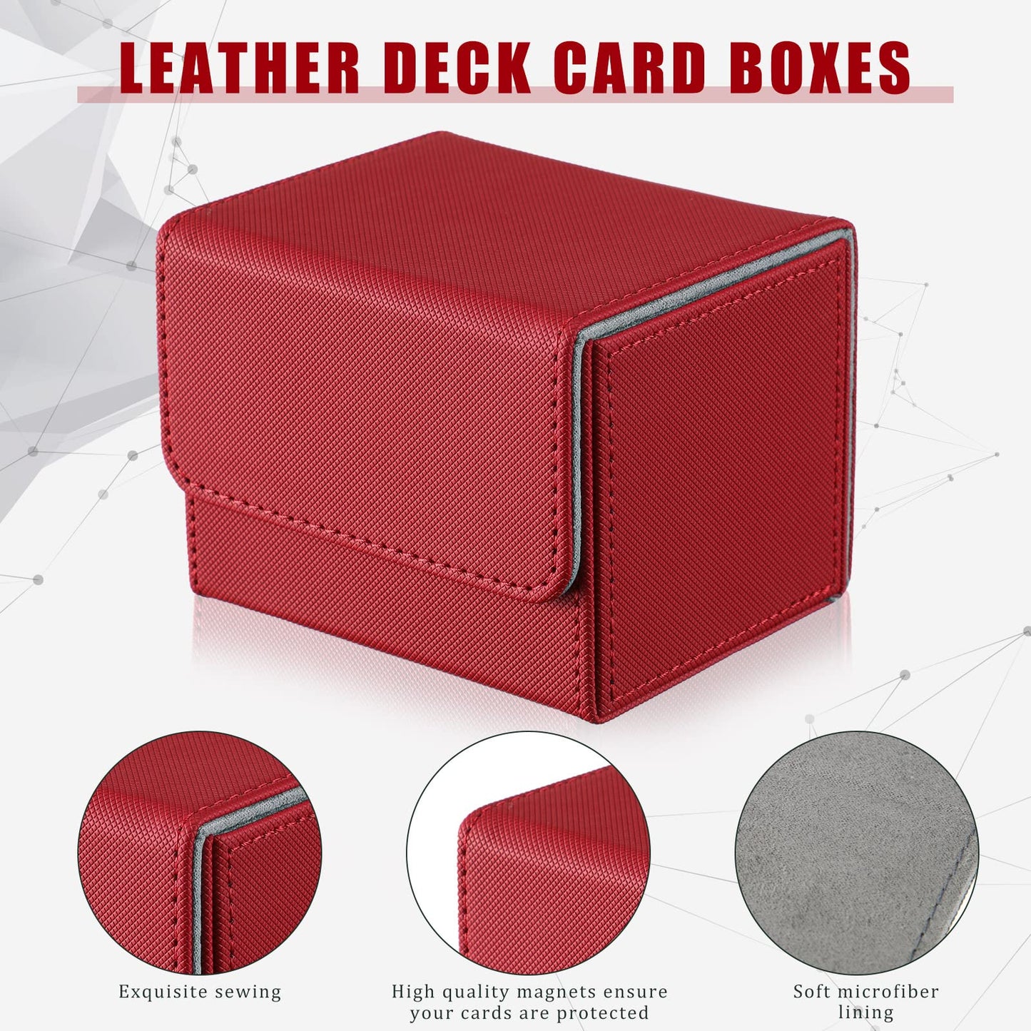 Yookeer 6 Pack Leather Deck Card Boxes 100+ Card Deck Game Box Magnetic Playing Card Deck Card Storage Box For 100 Plus Cards Compatible With Mtg Tcg (White,Black,Red,Yellow,Purple, Horizontal)