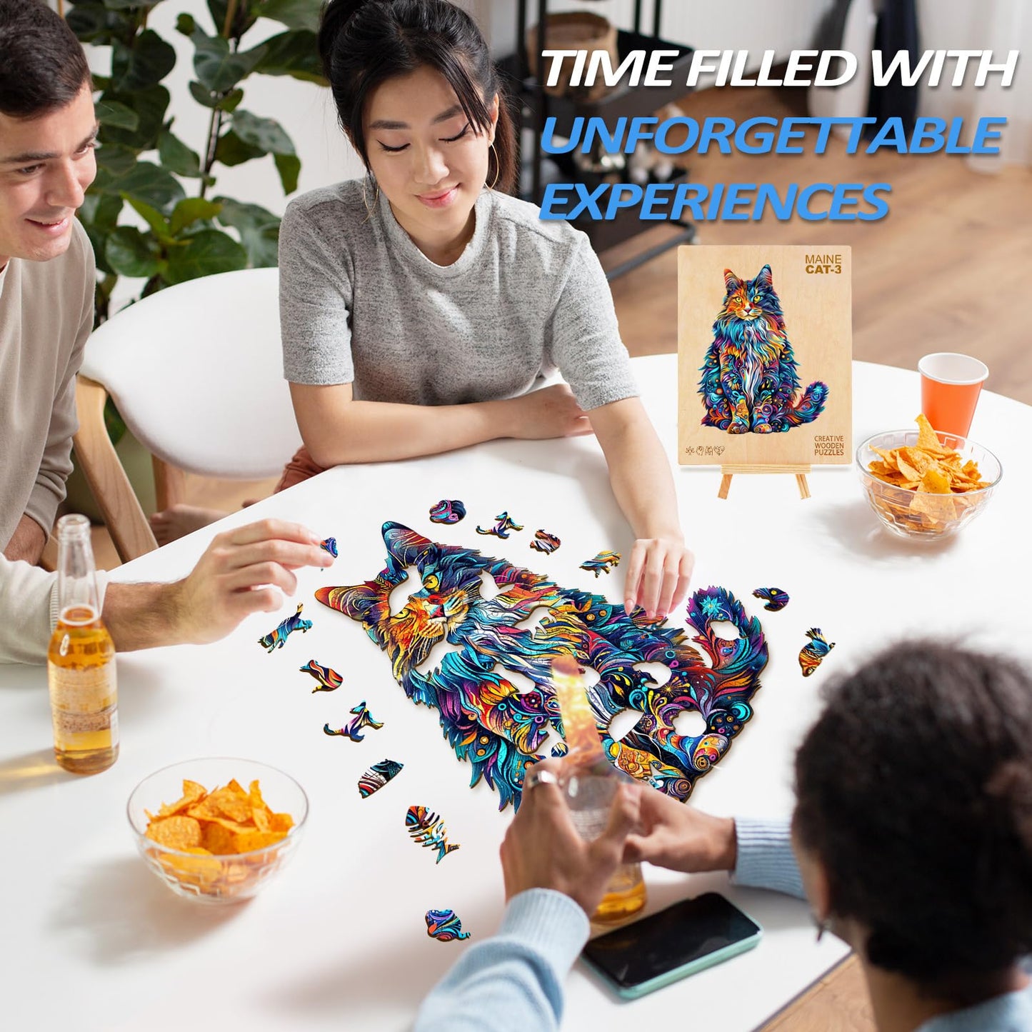 Wooden Puzzles for mature-themeds  Cat Puzzles  Wooden Jigsaw Puzzles for mature-themeds  220 Pieces Wood Puzzles mature-themed  Unique Animal Shape Wood Puzzle  Creative Puzzle Gifts for Family Friend(13.3 * 10.4in)