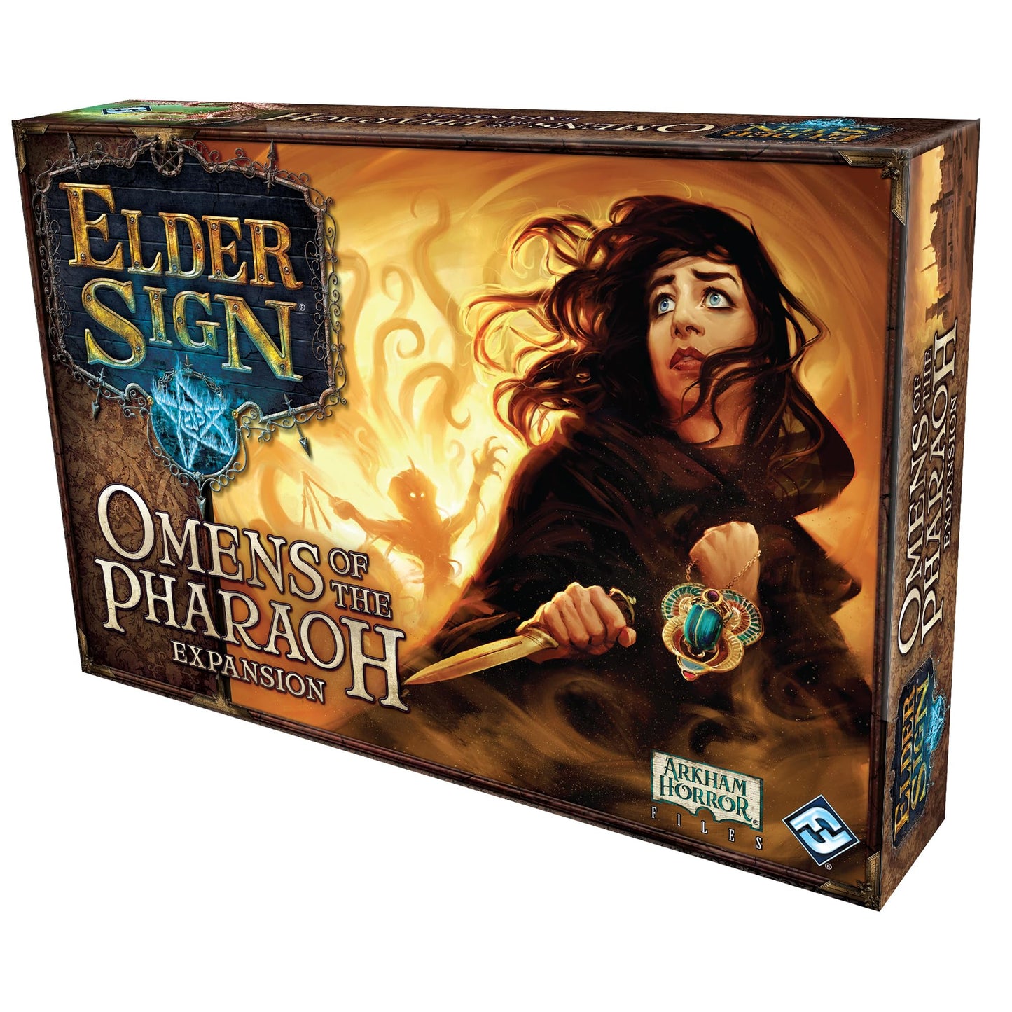 Elder Sign Omens Of The Pharaoh Board Game Expansion - Egyptian Adventure! Cooperative Horror Mystery Game, Ages 14+, 1-8 Player