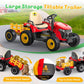 Anpabo 24V Ride On Tractor W/Tiltable & Detachable Trailer, Eva Tires, Up To 4.3Mph, Ride On Toys With Parental Remote, Realistic Tractor Sound & Chimney, Music Player, Led Light, Red