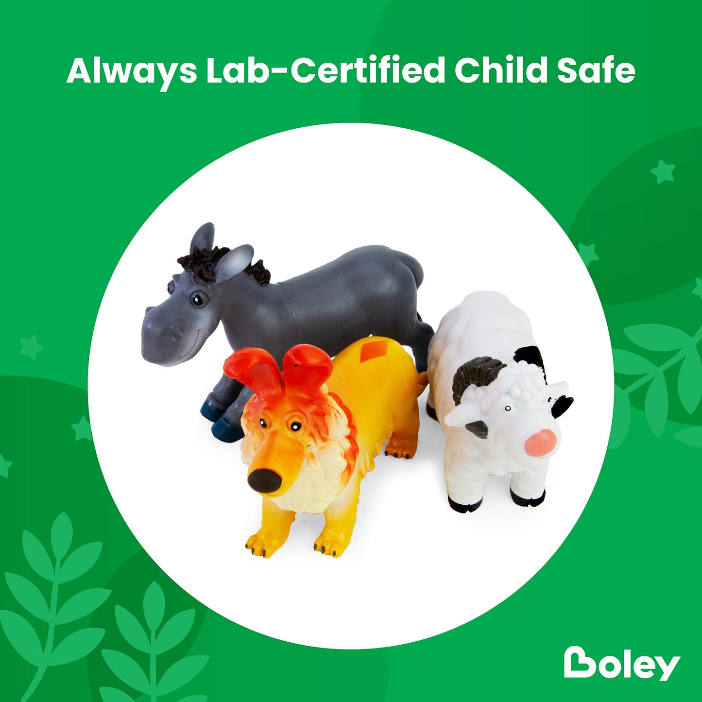 Boley Soft Farm Animal Toys - 6 Piece Assortment - Cute Plastic Figures for Kids Ages 3+ - 6 Pack Cartoon Farm Animals