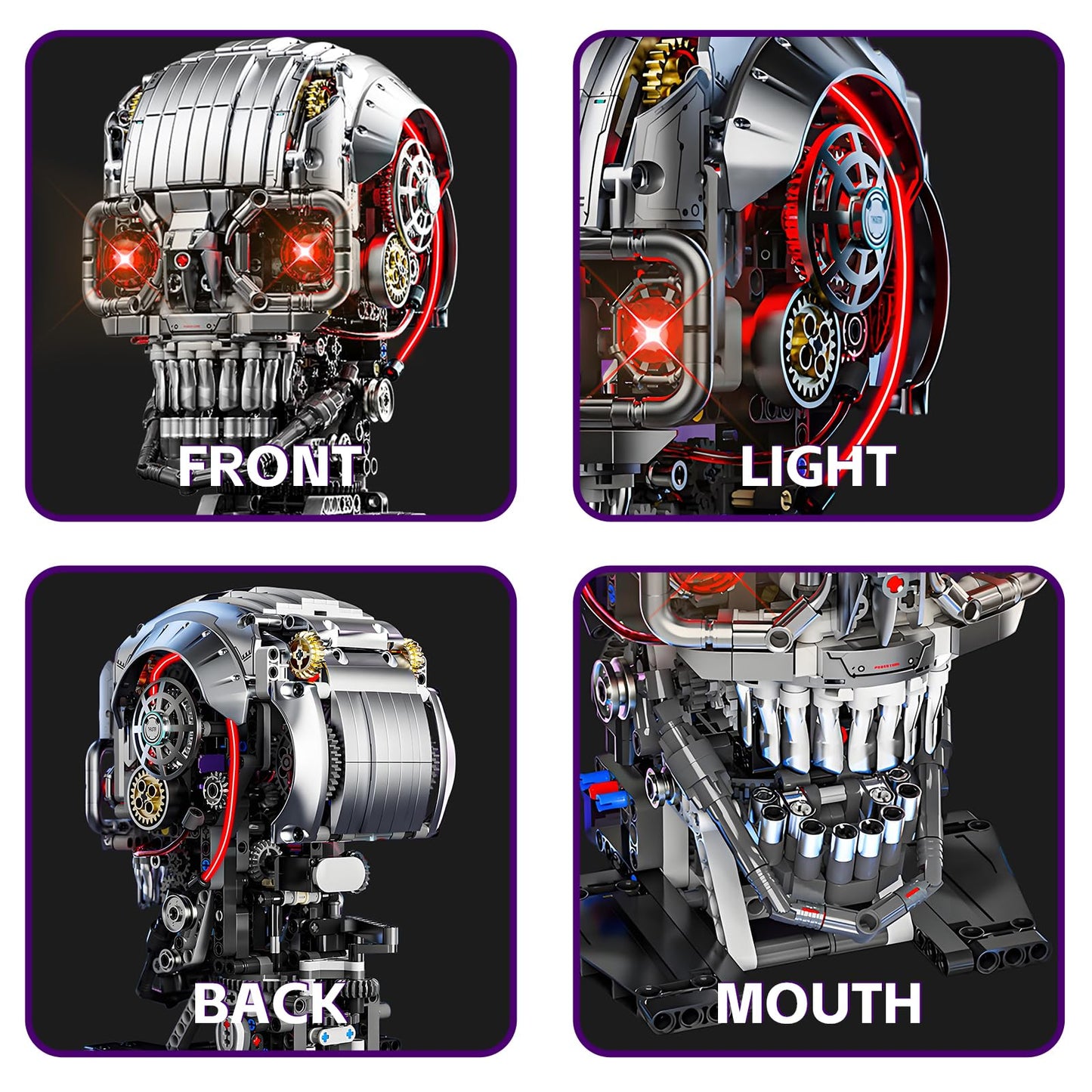 CSNRHG Mechanical Skull Building Block Set - 1099+ Pieces, Large 3D Poseable Model, Plastic, Ideal for STEM, Horror Fans & Gothic Decor