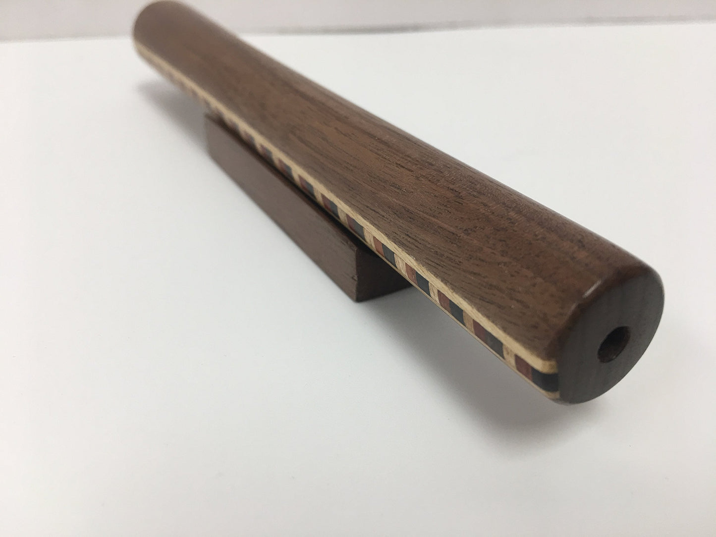 N & J Kaleidoscope Teleidoscope In Solid Walnut Wood, 6 Inch By 3/4 In. Diameter, Band Of Assorted Inlaid Hardwoods.Handcrafted In U S A !