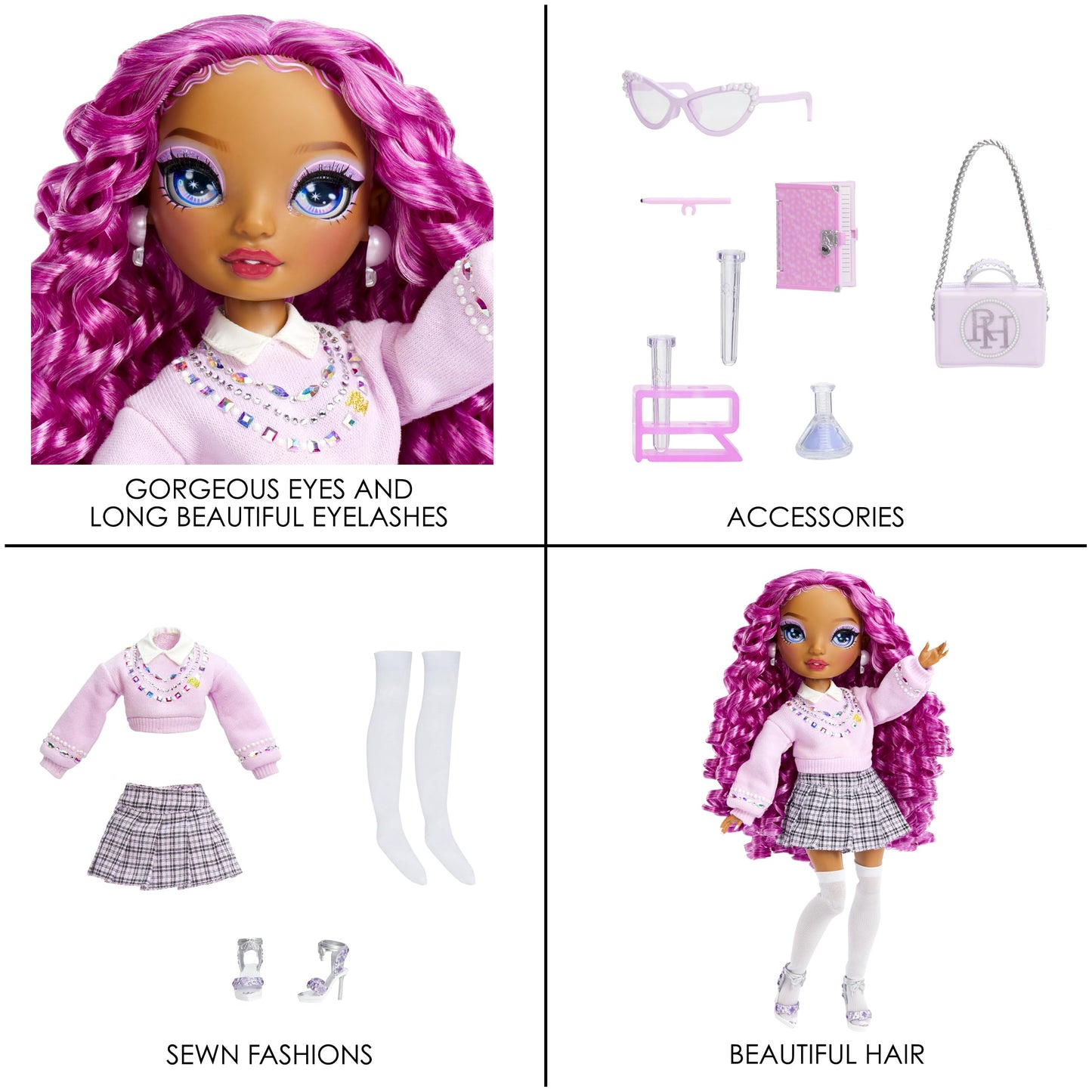 Rainbow High Lilac Fashion Doll with Accessories - Multicolor, Model 501930EUC, Perfect Gift for Kids Ages 4-12 and Collectors