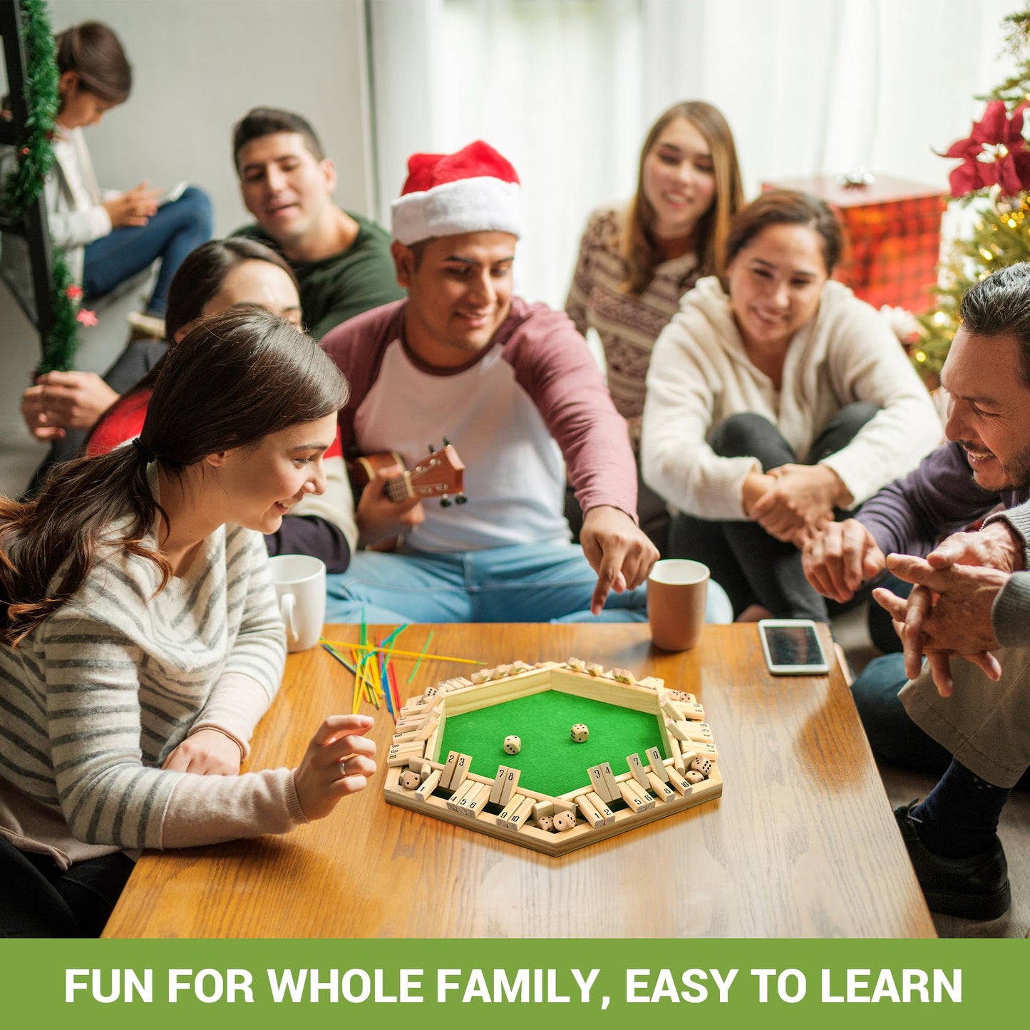 ropoda Shut The Box Game  Upgraded 1-6 Player Wooden Board Games for mature-themed and Kids  Shut The Box Dice Game -Addition Training  Fun for Family Game Night