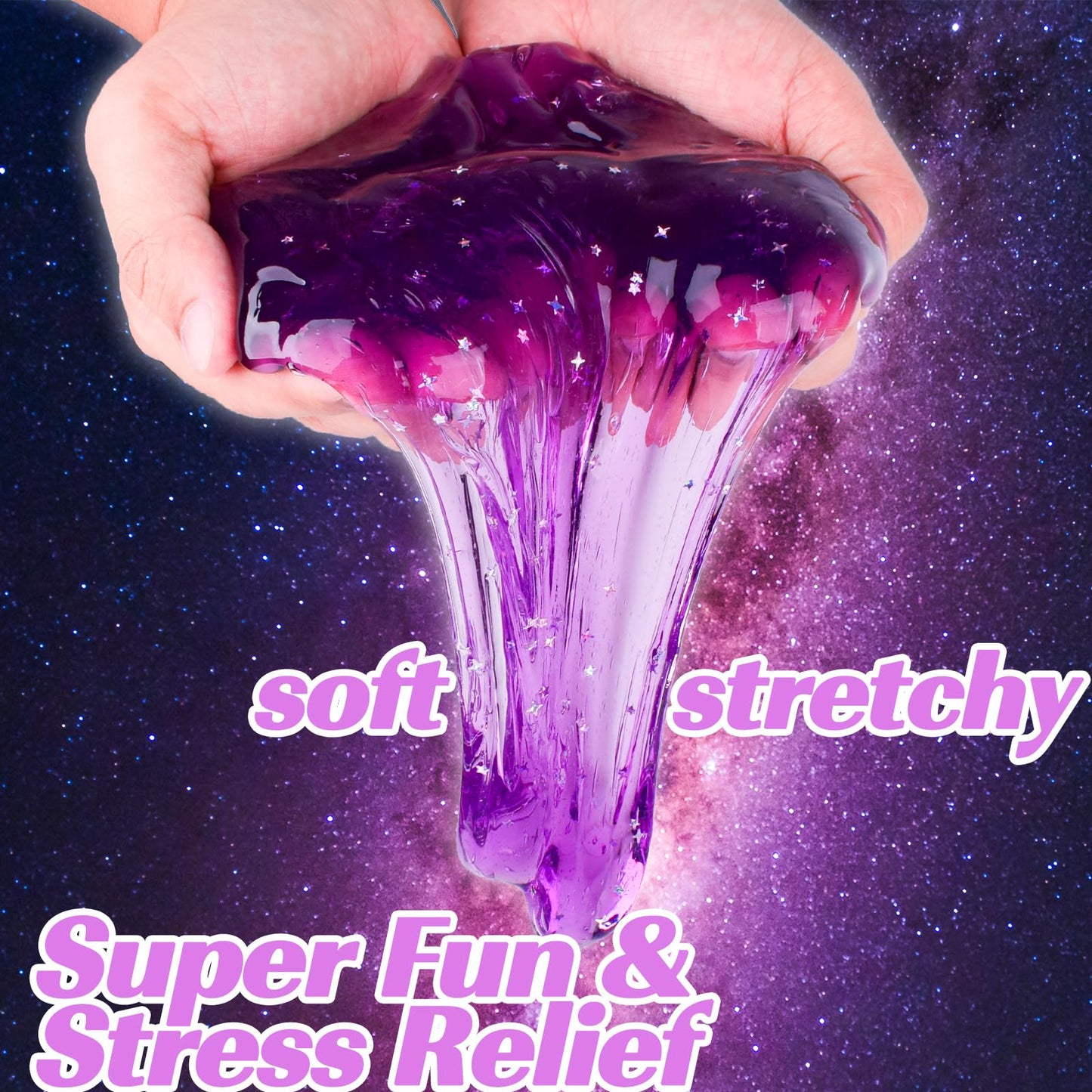 24 Pack Purple Galaxy Star Slime, Party Favor for Girls & Boys, Mini Glitter Galaxy Slime Cup, Wet,Soft and Non Sticky, Stress &