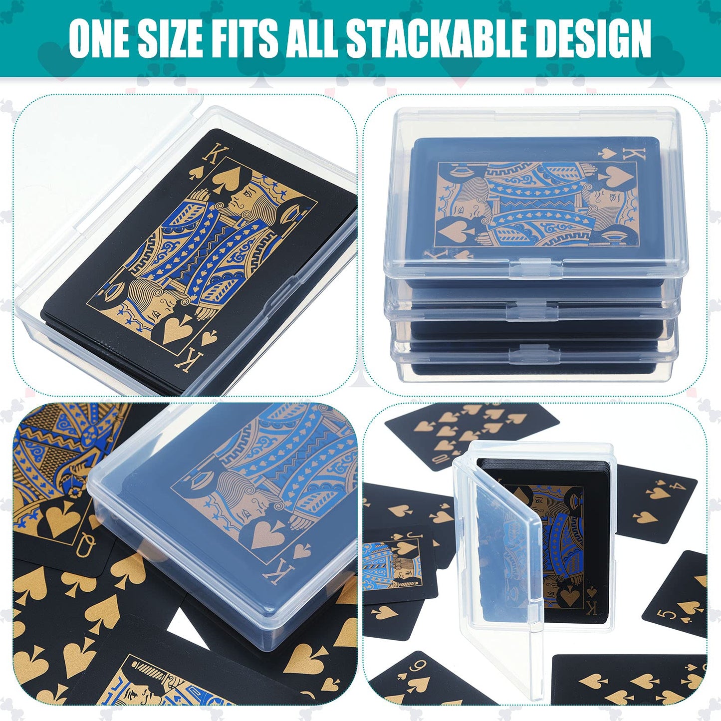 Playing Card Box Case Trading Card Storage Organizer 3.8 x 2.7 x 0.8 Inch Clear Case Empty Plastic Storage Box for Gaming(10 Pie