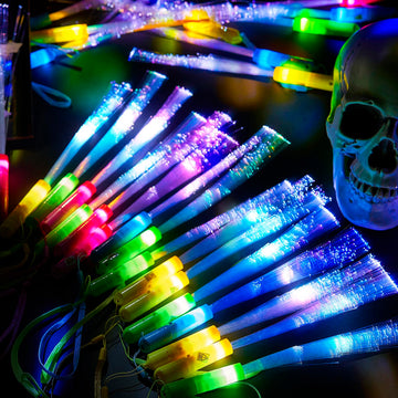 Lewtemi 48 Pieces Glow Fiber Wands Sticks Led Light Up Wands Fiber Optic Wands Led Flashing Sticks Glow Flashing Wands Optic Wands For Party Favors, Colorful, Battery Operated(Vivid Colors)