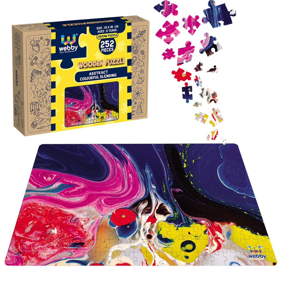 Webby Abstract Colourful Blending Wooden Jigsaw Puzzle, 252 Pieces