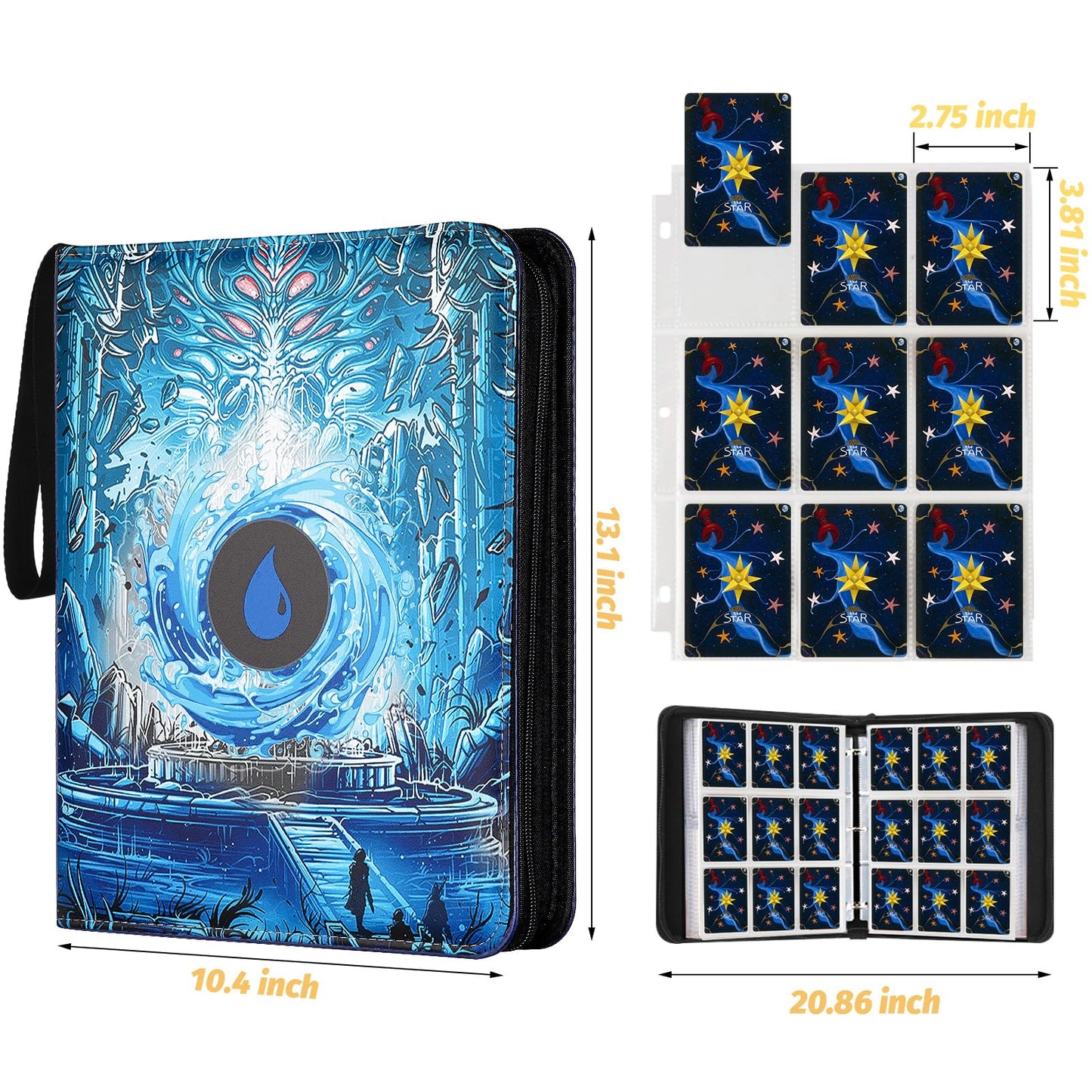 Card Binder for MTG Cards  enhanced 9 Pocket Card Binder for Trading Cards  720 Double Sided Pocket Collector Card Album for Standard Cards Card Collection Folder for YGO/PTCG/Game Cards (Blue Print)