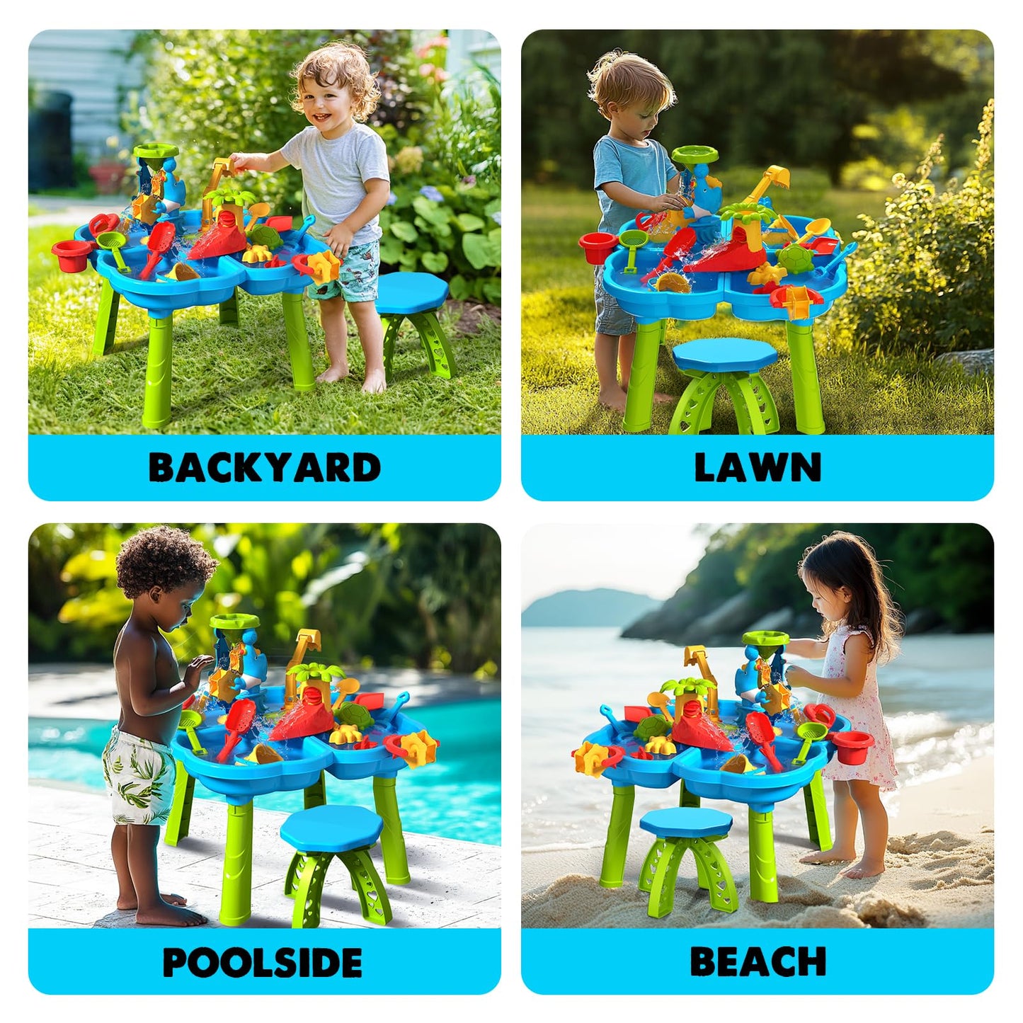 Cozybomb Water Table For Toddlers 3-5 | Outdoor Toys Water Play Table, Magnetic Fishing Toy Game, Summer Splash Pond Showers San