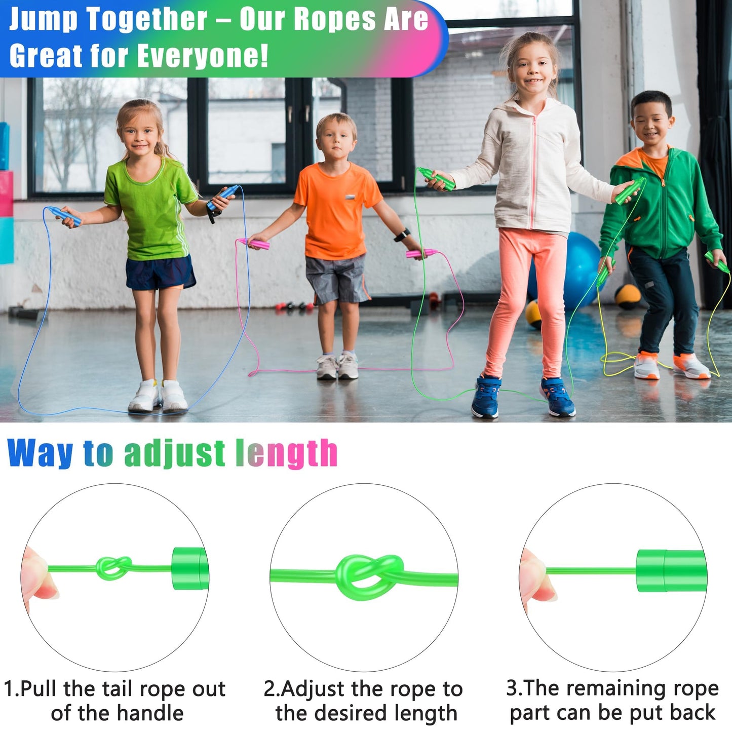 Aodaer 30 Packs Kids Jump Rope Set Colorful Outdoor Jump Ropes 7.3 Feet Adjustable Skipping Ropes For Outdoor Fun Activity Great