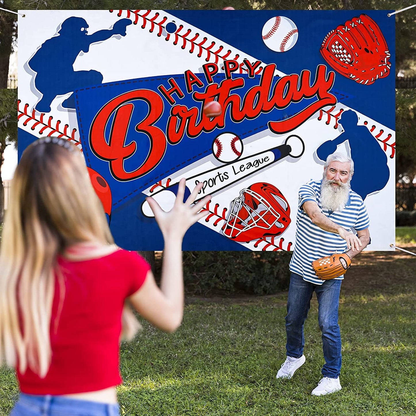 Zelaro Baseball Themed Party Banner, Happy Birthday Banner For Boys Kids Teens, Large Sport Birthday Backdrop For Christmas Holiday