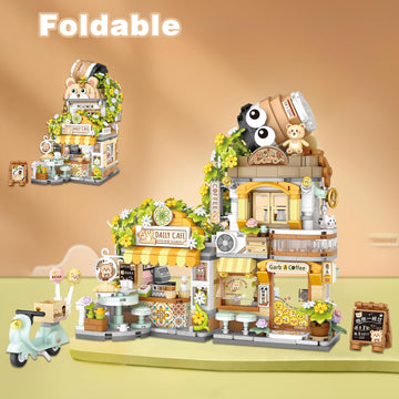 Yoxindax Streetscape Cafe Mini Building Set, 1770 Pcs Mini Brick Building Cafe Set (For Boys Girls 6+)